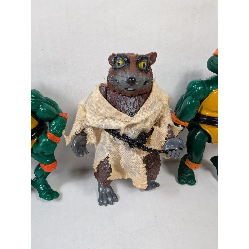 READ Vintage TMNT Figure lot of 3 Movie Master Splinter Michelangelo x2
